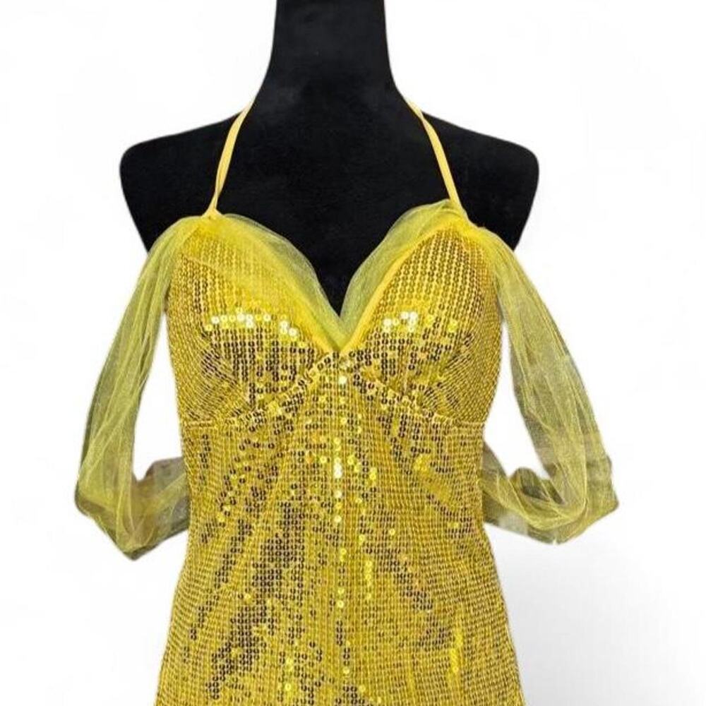 Y2K Gold Sequin Halter Top – Fairycore Party Top size L